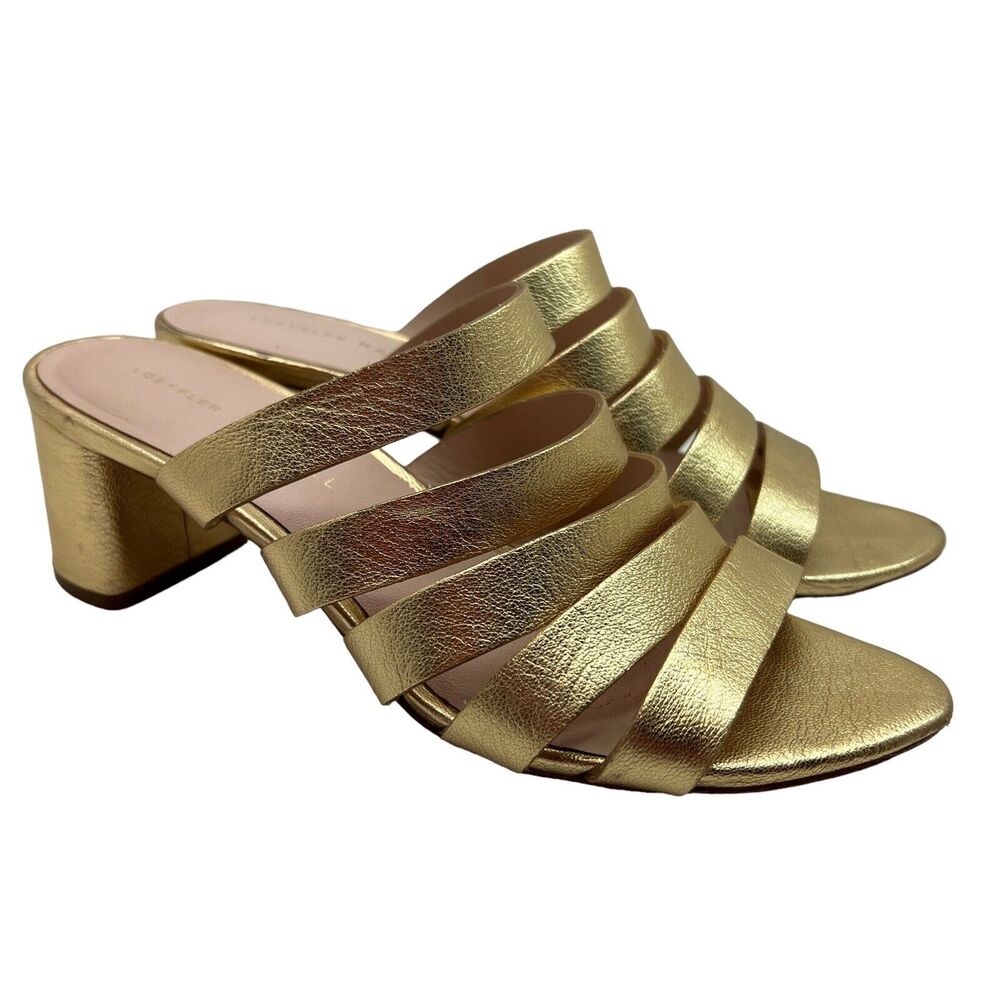 Loeffler Randall Finley Sandals Metallic Multi-Strap Mule Sandal Size 7.5